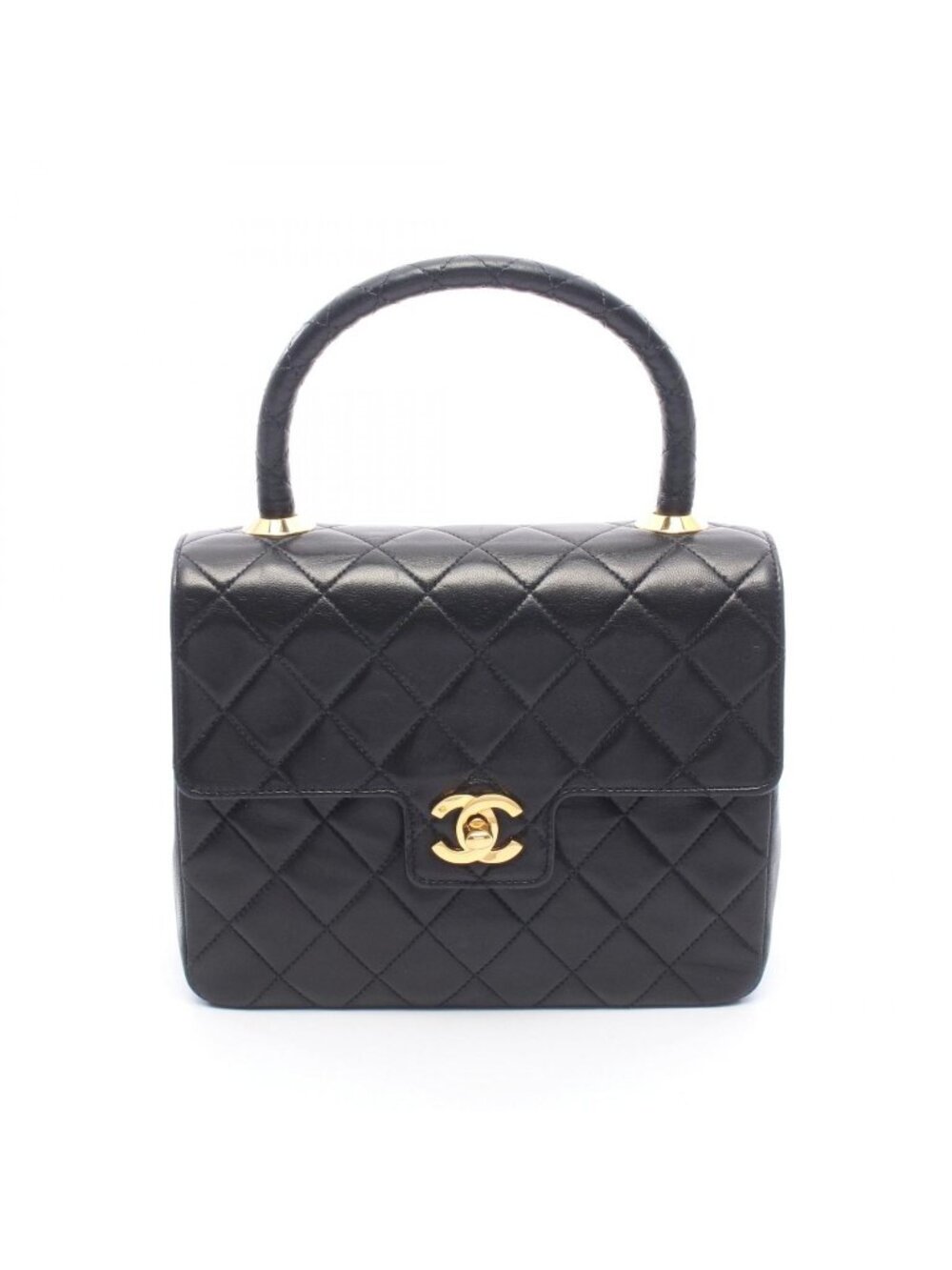 Chanel Mini Quilted Top Handle Black Lambskin Mini